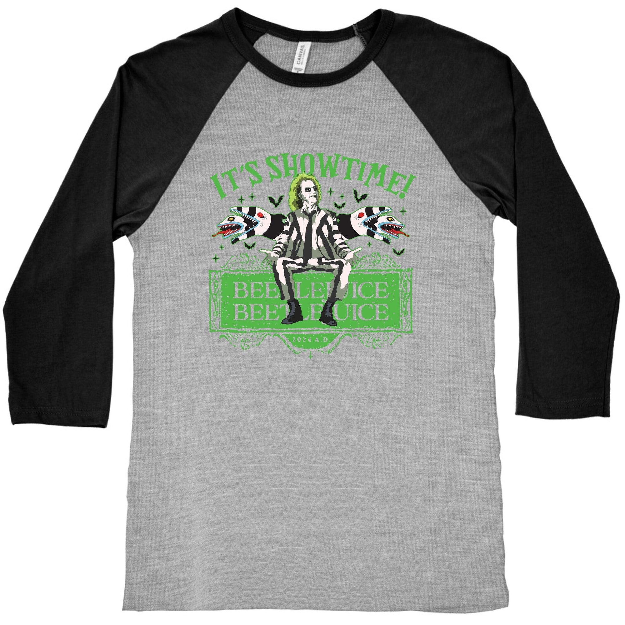 Beetlejuice Its Showtime Baseball Tee